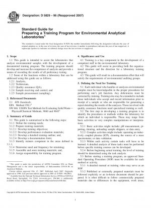 Standardhandbuch zur Vorbereitung eines Schulungsprogramms für Umweltanalytiklabore