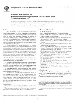 Standardspezifikation für Acrylnitril-Butadien-Styrol (ABS)-Kunststoffrohre, Anhang 40 und 80
