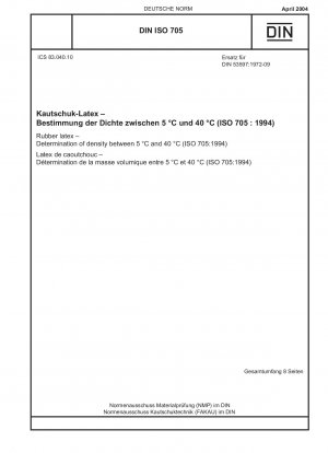 Kautschuklatex – Bestimmung der Dichte zwischen 5 °C und 40 °C (ISO 705:1994)