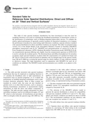 Standardtabelle für Referenz-Solarspektralverteilungen: Direkt und diffus auf 20°-Achsen Geneigte und vertikale Flächen