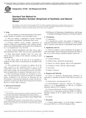 Standardtestmethode für die Verseifungszahl (empirisch) von synthetischen und natürlichen Wachsen