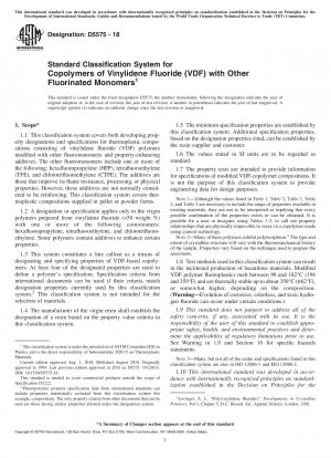 Standardklassifizierungssystem für Copolymere von Vinylidenfluorid (VDF) mit anderen fluorierten Monomeren