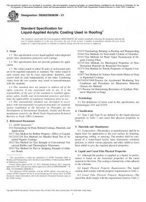 Standardspezifikation für flüssig aufgetragene Acrylbeschichtungen für Dächer