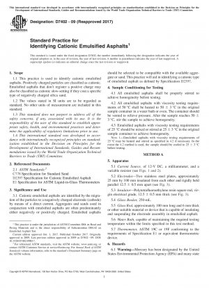 Standardpraxis zur Identifizierung kationisch emulgierter Asphalte