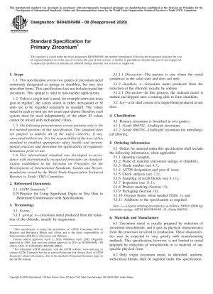 Standardspezifikation für Primärzirkonium