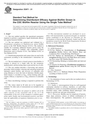 Standardtestmethode zur Bestimmung der Wirksamkeit von Desinfektionsmitteln gegen im CDC-Biofilmreaktor gewachsener Biofilm unter Verwendung der Einzelröhrchenmethode