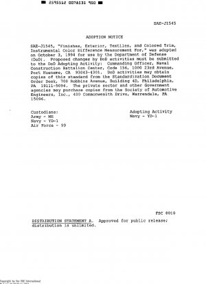 Instrumentelle Farbdifferenzmessung für Außenlackierungen, Textilien und farbige Verzierungen, empfohlene Praxis, Juni 1986
