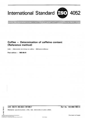 Kaffee; Bestimmung des Koffeingehalts (Referenzmethode)