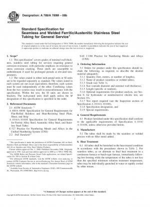 Standardspezifikation für nahtlose und geschweißte ferritische/austenitische Edelstahlrohre für den allgemeinen Einsatz