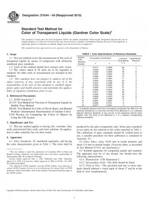 Standardtestmethode für die Farbe transparenter Flüssigkeiten (Gardner-Farbskala)