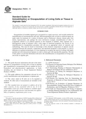 Standardhandbuch für die Immobilisierung oder Einkapselung lebender Zellen oder Gewebe in Alginatgelen