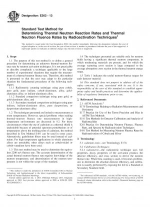 Standardtestmethode zur Bestimmung der Reaktionsraten thermischer Neutronen und der Fluenzraten thermischer Neutronen durch Radioaktivierungstechniken
