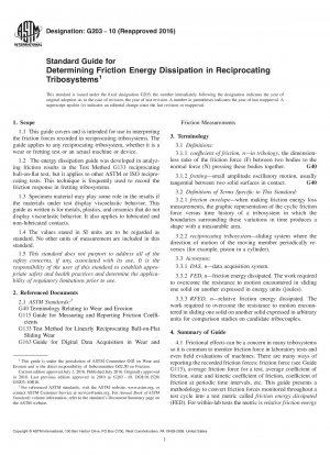 Standardhandbuch zur Bestimmung der Reibungsenergiedissipation in hin- und hergehenden Tribosystemen