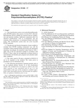 Standardklassifizierungssystem für Polychlortrifluorethylen (PCTFE)-Kunststoffe