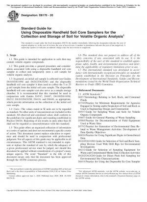 Standardhandbuch für die Verwendung von tragbaren Einweg-Bodenkernprobennehmern zur Sammlung und Lagerung von Boden für die Analyse flüchtiger organischer Stoffe