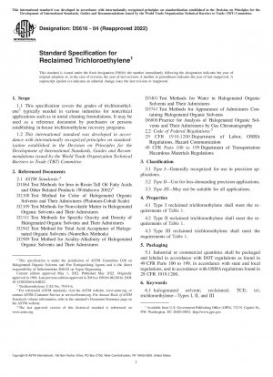 Standardspezifikation für wiedergewonnenes Trichlorethylen