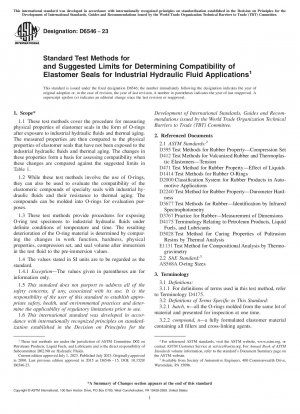 Standardtestmethoden und empfohlene Grenzwerte zur Bestimmung der Kompatibilität von Elastomerdichtungen für industrielle Hydraulikflüssigkeitsanwendungen