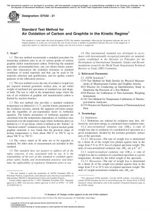 Standardtestmethode für die Luftoxidation von Kohlenstoff und Graphit im kinetischen Bereich