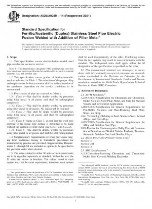 Standardspezifikation für elektrisch schmelzgeschweißte ferritische/austenitische (Duplex-)Edelstahlrohre mit Zusatz von Zusatzwerkstoff