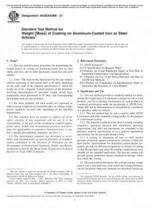Standardtestmethode für das Gewicht [Masse] der Beschichtung auf aluminiumbeschichteten Eisen- oder Stahlartikeln