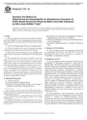 Standardtestmethode zur Bestimmung der Anfälligkeit für interkristalline Korrosion von Aluminiumlegierungen der Serie 5XXX durch Massenverlust nach Einwirkung von Salpetersäure (NAMLT-Test)