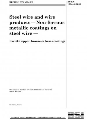 Stahldraht und Drahtprodukte – Nichteisenmetallische Beschichtungen auf Stahldraht – Kupfer-, Bronze- oder Messingbeschichtungen