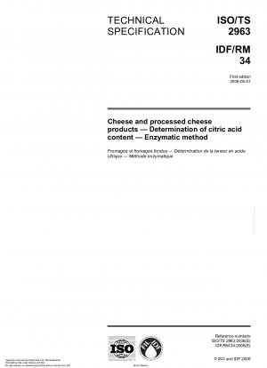Käse und Schmelzkäseprodukte – Bestimmung des Zitronensäuregehalts – Enzymatische Methode