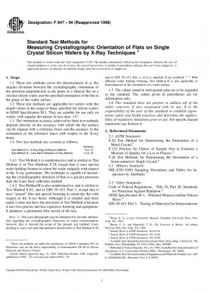 Standardtestmethoden zur Messung der kristallographischen Ausrichtung von Flächen auf einkristallinen Siliziumwafern durch Röntgentechniken