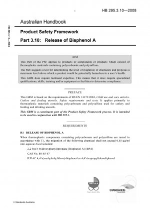 Produktsicherheitsrahmen – Freisetzung von Bisphenol A