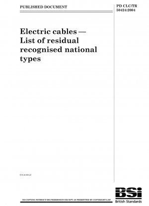 Elektrokabel – Liste der verbleibenden anerkannten nationalen Typen