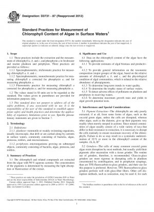 Standardverfahren zur Messung des Chlorophyllgehalts von Algen in Oberflächengewässern