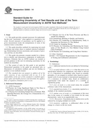 Standardhandbuch zur Meldung der Unsicherheit von Testergebnissen und Verwendung des Begriffs Messunsicherheit in ASTM-Testmethoden