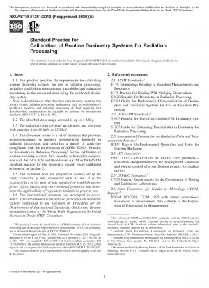 Standardpraxis für die Kalibrierung routinemäßiger Dosimetriesysteme für die Strahlungsverarbeitung