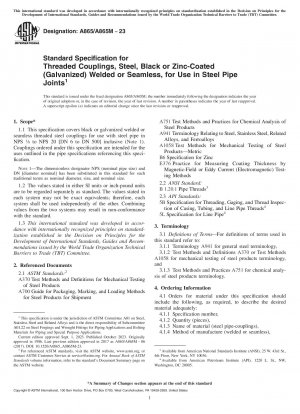 Standardspezifikation für Gewindekupplungen aus Stahl, schwarz oder verzinkt (verzinkt), geschweißt oder nahtlos, zur Verwendung in Stahlrohrverbindungen