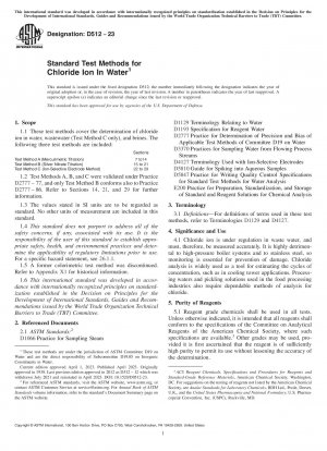 Standardtestmethoden für Chloridionen in Wasser