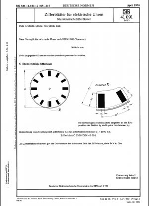 Zifferblätter für elektrische Uhren; Zifferblätter mit Stundentakt