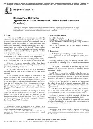 Standardtestmethode für das Erscheinungsbild klarer, transparenter Flüssigkeiten (visuelles Inspektionsverfahren)