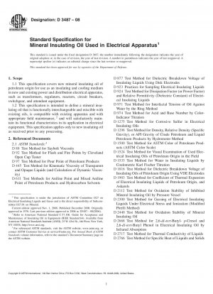 Standardspezifikation für mineralisches Isolieröl zur Verwendung in elektrischen Geräten