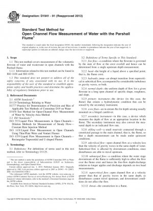Standardtestmethode für die Durchflussmessung von Wasser in offenen Kanälen mit dem Parshall-Gerinne