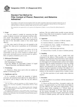 Standardtestmethode für den Füllstoffgehalt von Phenol-, Resorcin- und Melaminklebstoffen