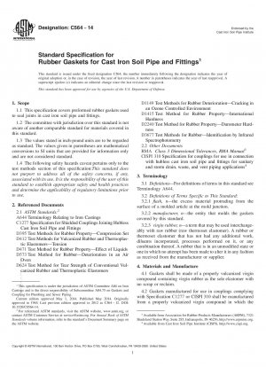 Standardspezifikation für Gummidichtungen für Erdrohre und Formstücke aus Gusseisen