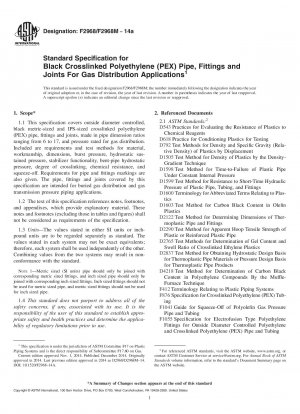 Standardspezifikation für Rohre, Formstücke und Verbindungen aus schwarzem vernetztem Polyethylen (PEX) für Gasverteilungsanwendungen