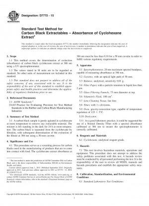 Standardtestmethode für extrahierbare Rußbestandteile &x2013; Absorption von Cyclohexan-Extrakt