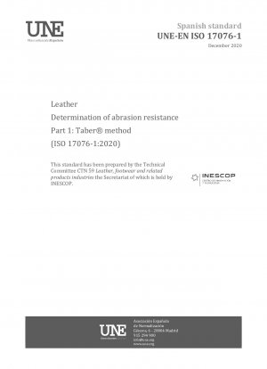 Leder – Bestimmung der Abriebfestigkeit – Teil 1: Taber®-Methode (ISO 17076-1:2020)