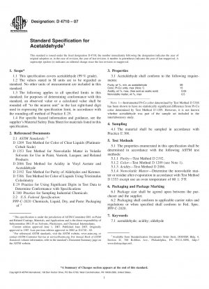 Standardspezifikation für Acetaldehyd