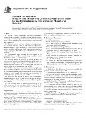 Standardtestmethode für stickstoff- und phosphorhaltige Pestizide in Wasser durch Gaschromatographie mit einem Stickstoff-Phosphor-Detektor