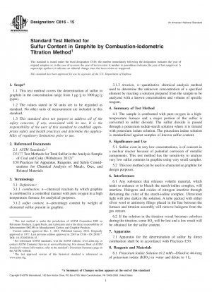 Standardtestmethode für den Schwefelgehalt in Graphit durch verbrennungsiodometrische Titrationsmethode