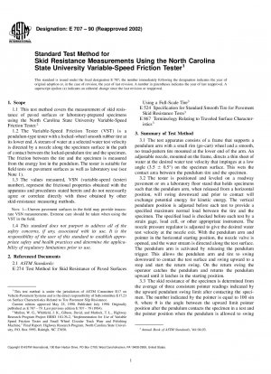 Standardtestmethode für Rutschfestigkeitsmessungen mit dem Variable-Speed-Reibungstester der North Carolina State University (zurückgezogen 2006)