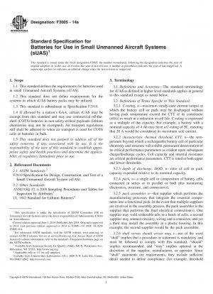 Standardspezifikation für Batterien zur Verwendung in kleinen unbemannten Flugzeugsystemen „SUAS“.