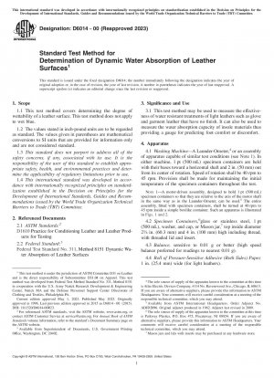 Standardtestmethode zur Bestimmung der dynamischen Wasseraufnahme von Lederoberflächen